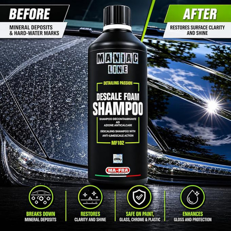 Кислотный автошампунь Ma-Fra Maniac Line Descale Foam Shampoo, концентрат 1000 мл