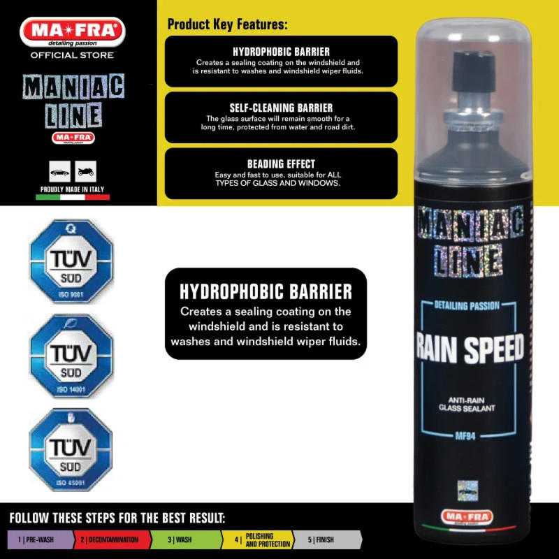 Антидощ Ma-Fra Maniac Line Rain Speed, силант для скла 100 мл