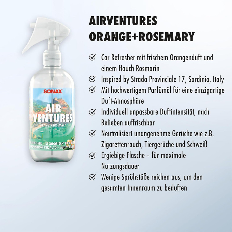 Ароматизатор для авто Sonax AirVentures Orange + Rosemary, спрей 300 мл