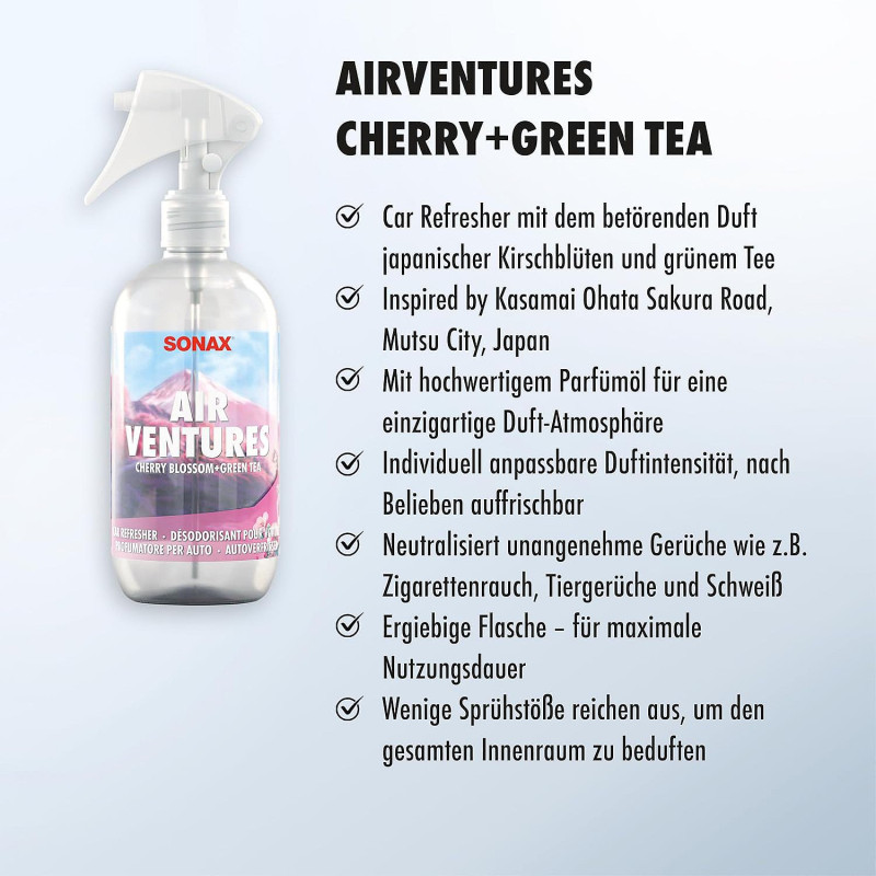Ароматизатор для авто Sonax AirVentures Cherry Blossom + Green Tea, спрей 300 мл